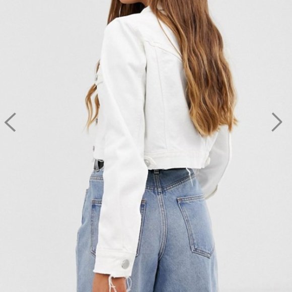 ASOS White Cropped Denim Jacket - Picture 2 of 3